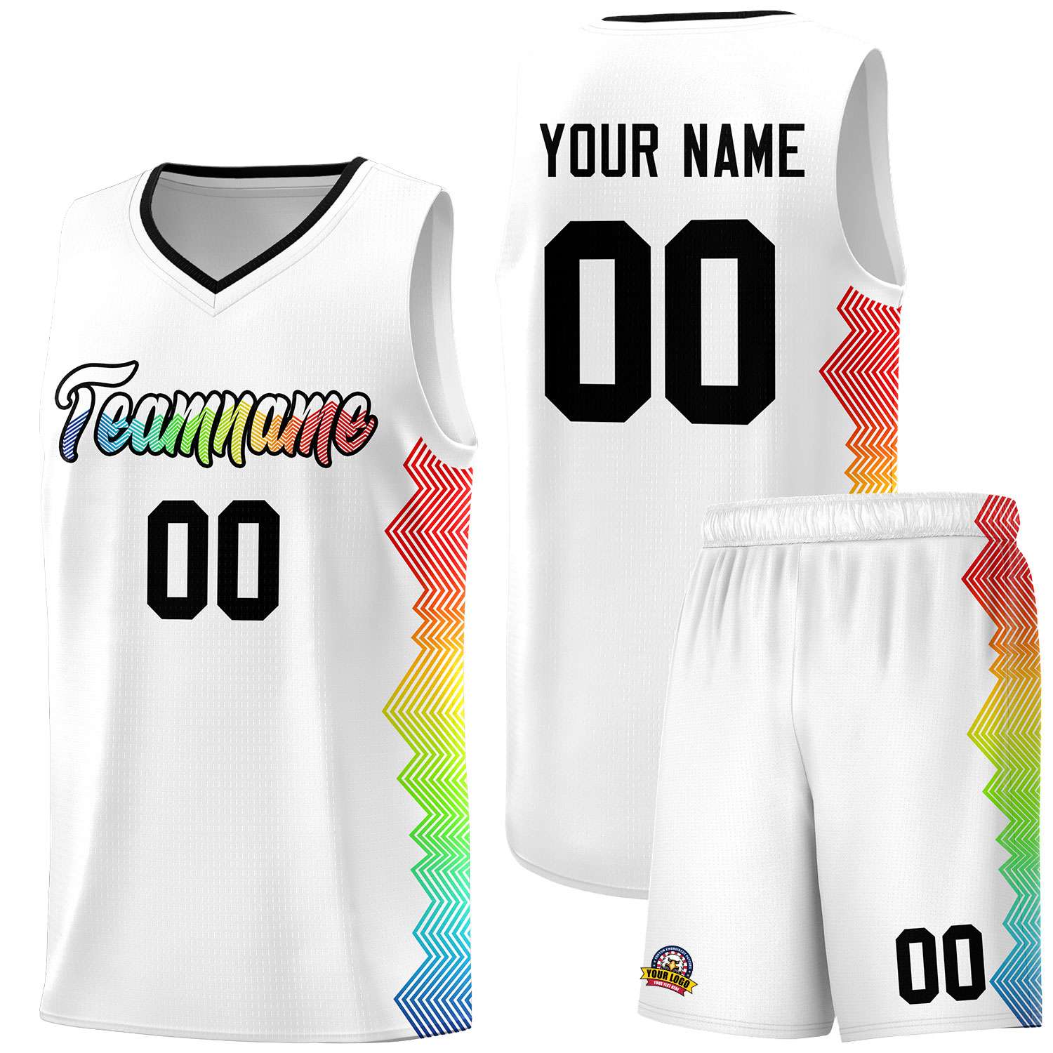 Custom White Denver Nuggets Rainbow Side Sports Uniform Basketball Jersey