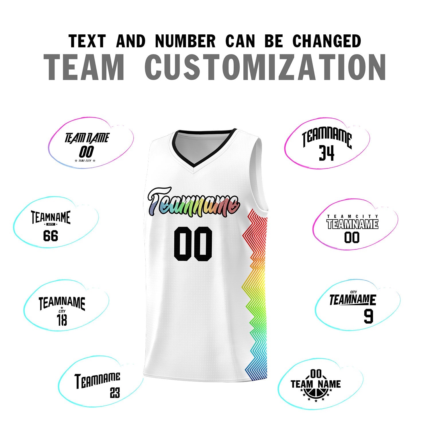 Custom White Denver Nuggets Rainbow Side Sports Uniform Basketball Jersey