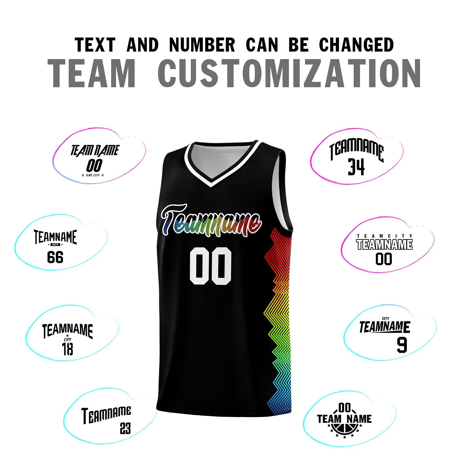 Custom Black Denver Nuggets Rainbow Side Sports Uniform Basketball Jersey