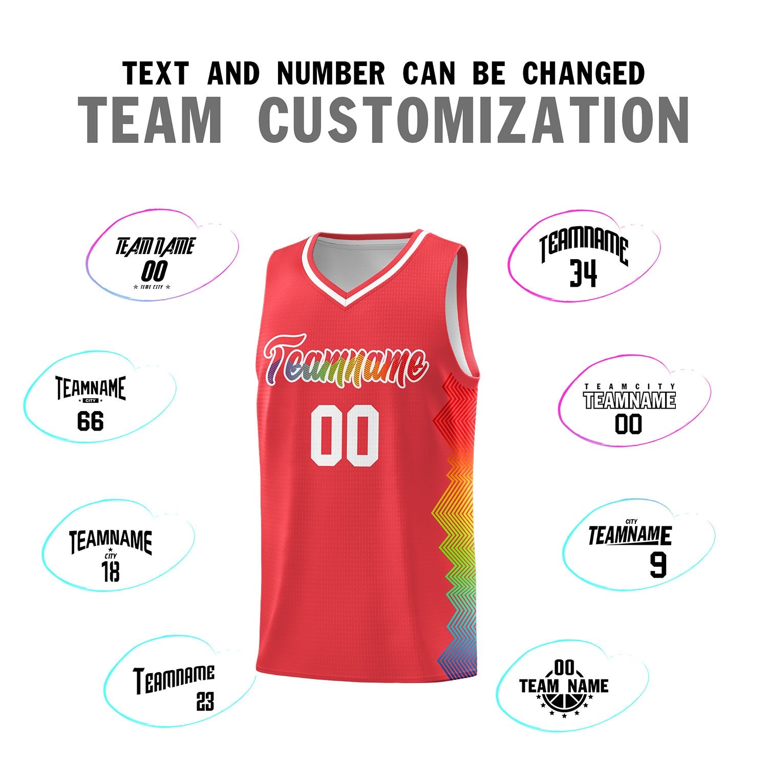 Custom Light Red Denver Nuggets Rainbow Side Sports Uniform Basketball Jersey