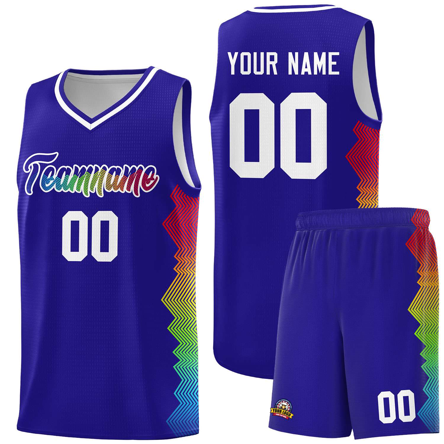 Custom Royal Denver Nuggets Rainbow Side Sports Uniform Basketball Jersey