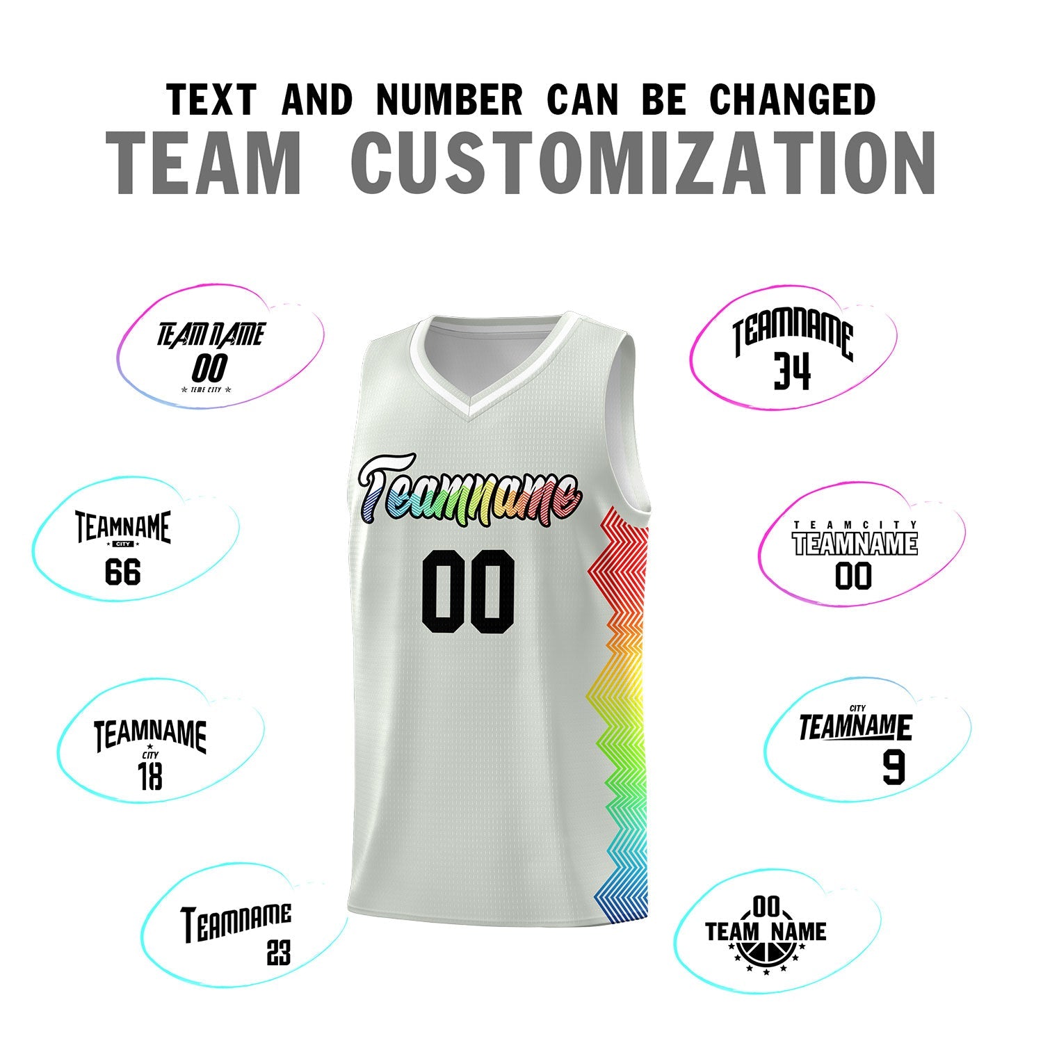 Custom Gray Denver Nuggets Rainbow Side Sports Uniform Basketball Jersey