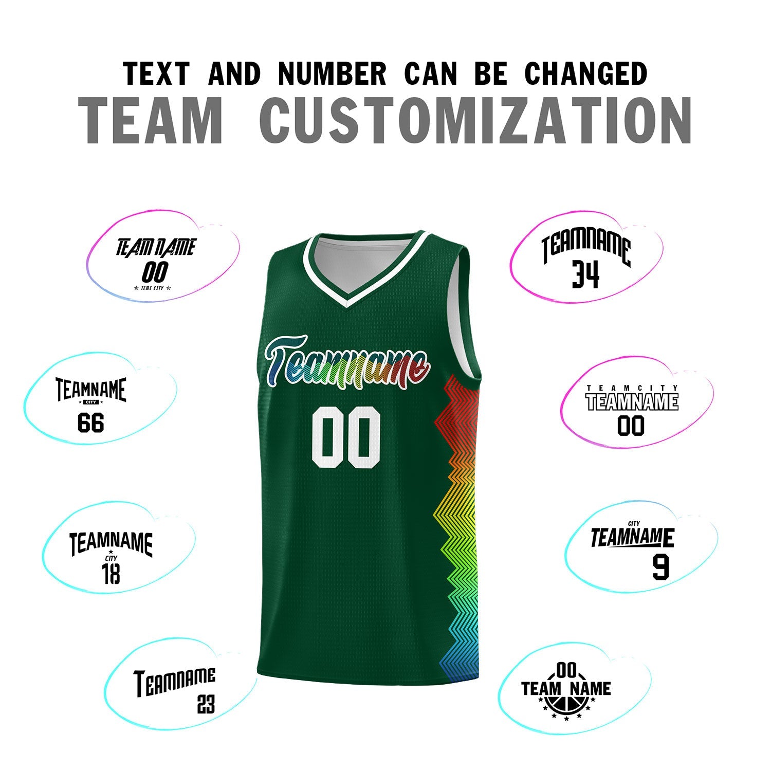 Custom Hunter Green Denver Nuggets Rainbow Side Sports Uniform Basketball Jersey