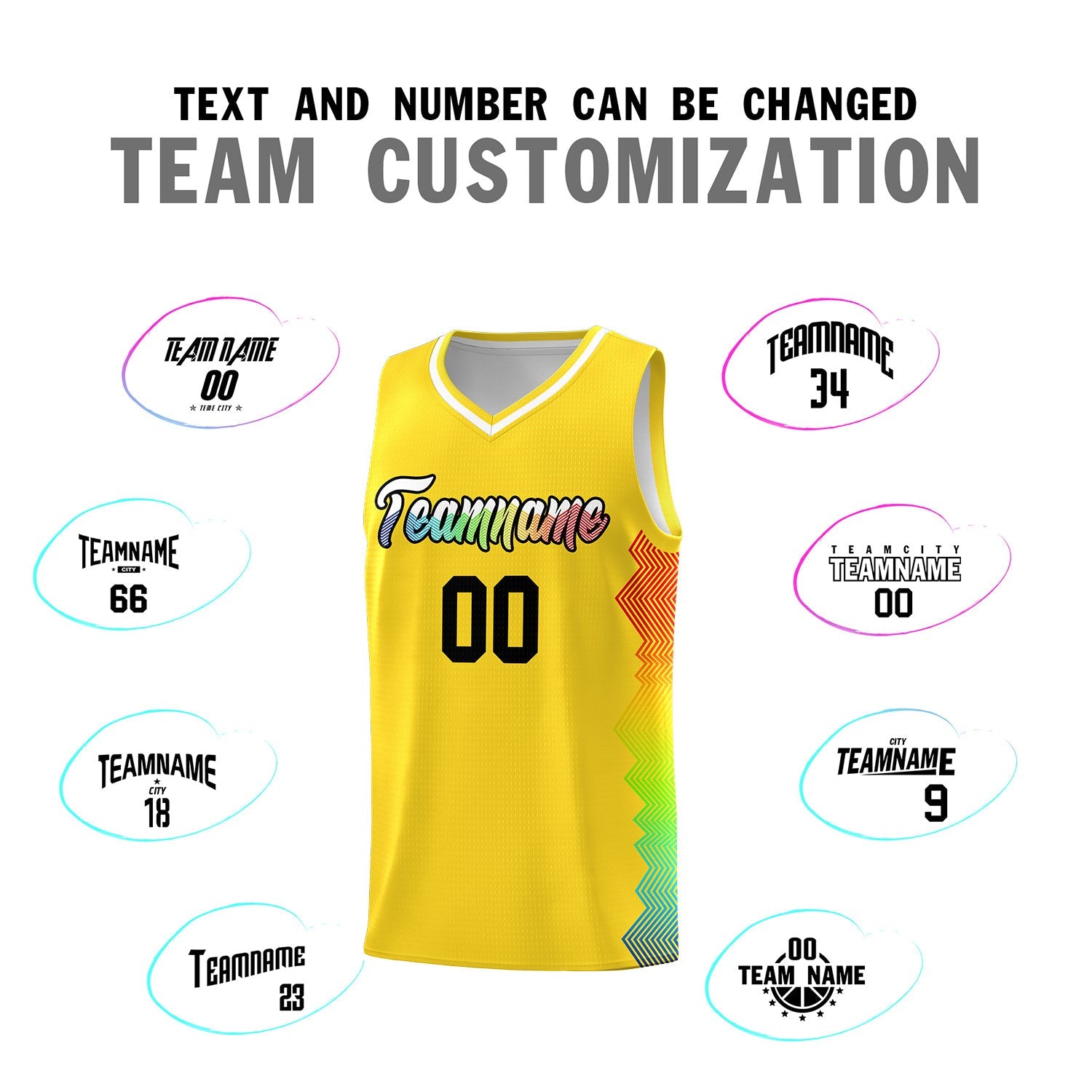 Custom Gold Denver Nuggets Rainbow Side Sports Uniform Basketball Jersey