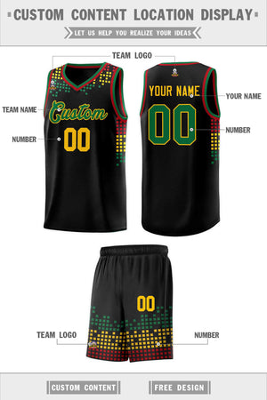 Custom Black Square Grid Graffiti Pattern Sports Uniform Basketball Jersey