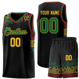 Custom Black Square Grid Graffiti Pattern Sports Uniform Basketball Jersey