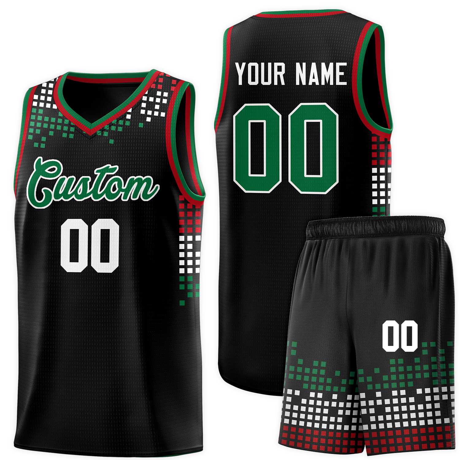 Custom Black Square Grid Graffiti Pattern Sports Uniform Basketball Jersey