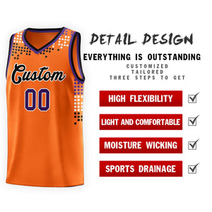 Custom Orange Square Grid Graffiti Pattern Sports Uniform Basketball Jersey