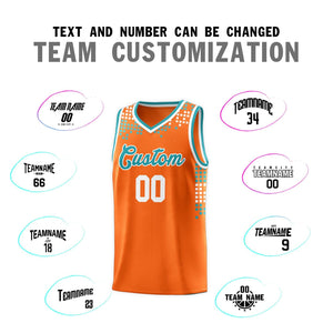 Custom Orange Square Grid Graffiti Pattern Sports Uniform Basketball Jersey