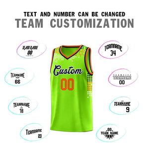 Custom Neon Green Square Grid Graffiti Pattern Sports Uniform Basketball Jersey