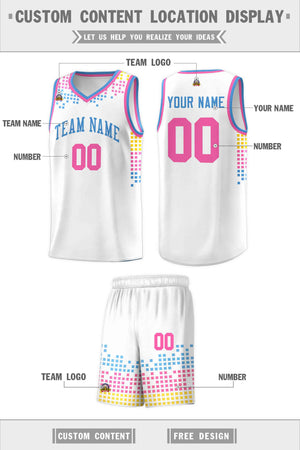 Custom White Square Grid Graffiti Pattern Sports Uniform Basketball Jersey