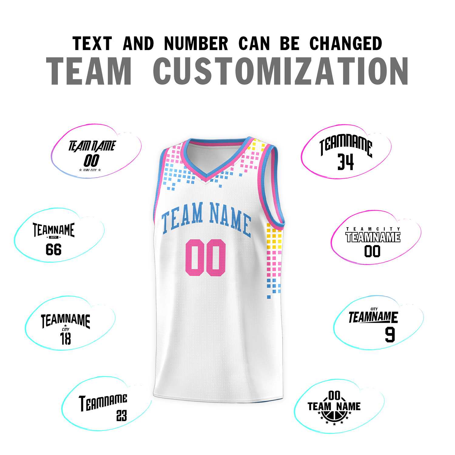 Custom White Square Grid Graffiti Pattern Sports Uniform Basketball Jersey