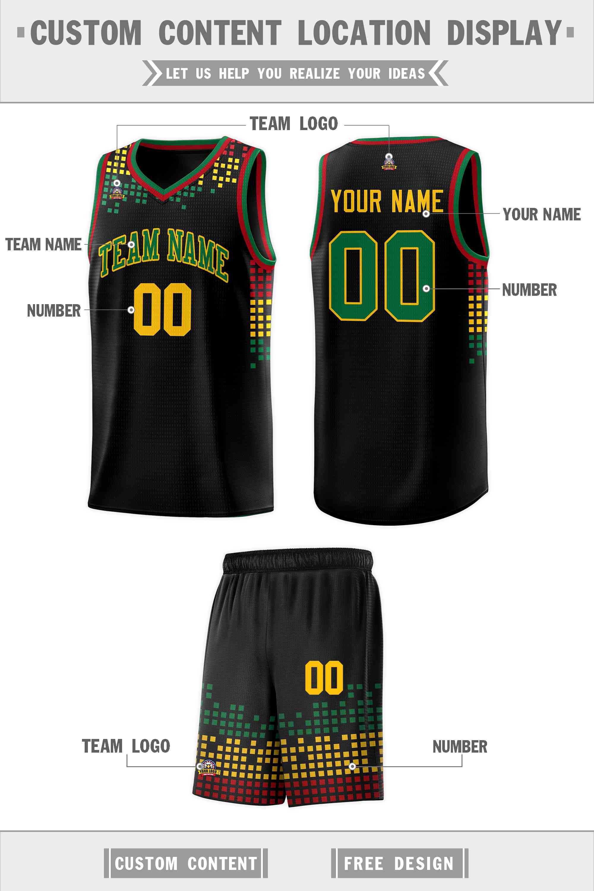 Custom Black Square Grid Graffiti Pattern Sports Uniform Basketball Jersey