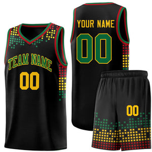 Custom Black Square Grid Graffiti Pattern Sports Uniform Basketball Jersey