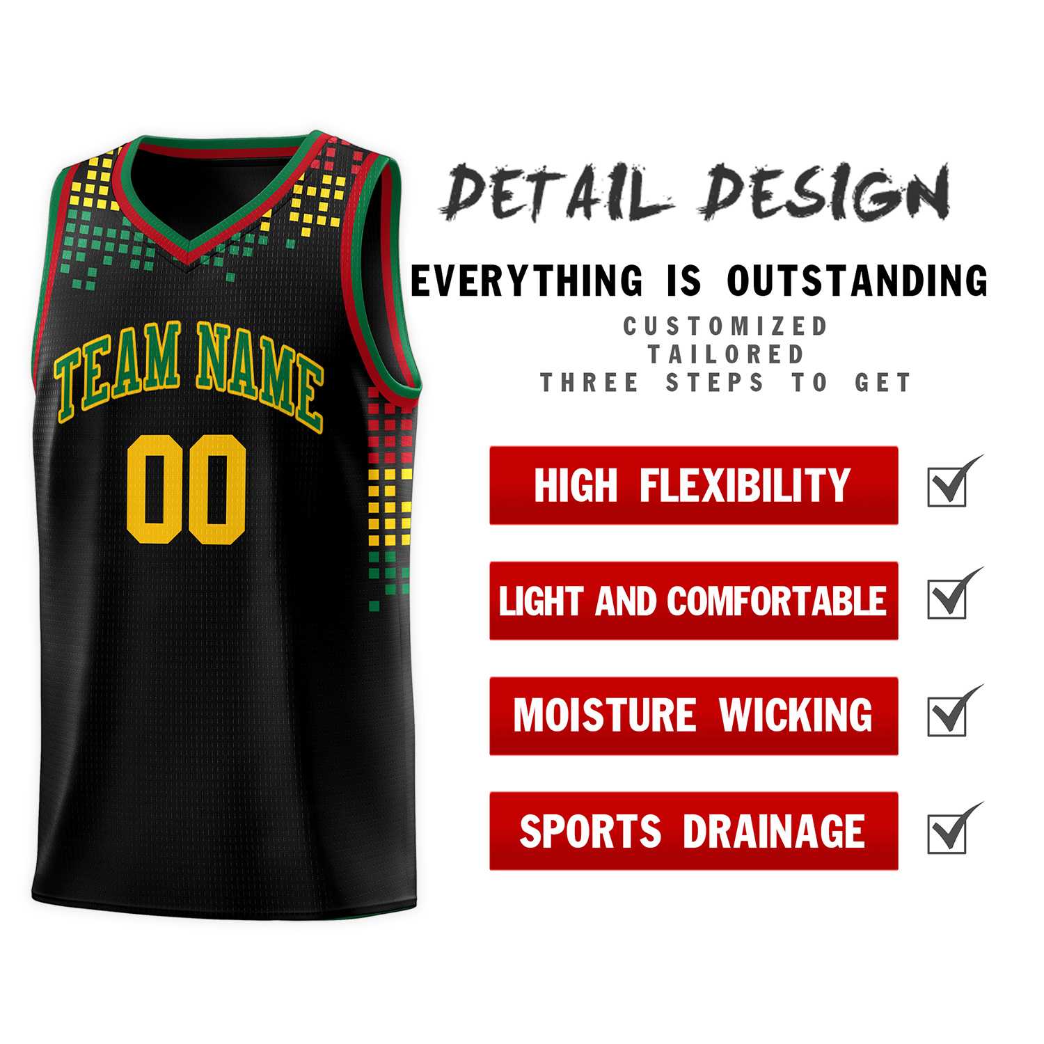 Custom Black Square Grid Graffiti Pattern Sports Uniform Basketball Jersey