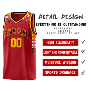 Custom Red Square Grid Graffiti Pattern Sports Uniform Basketball Jersey