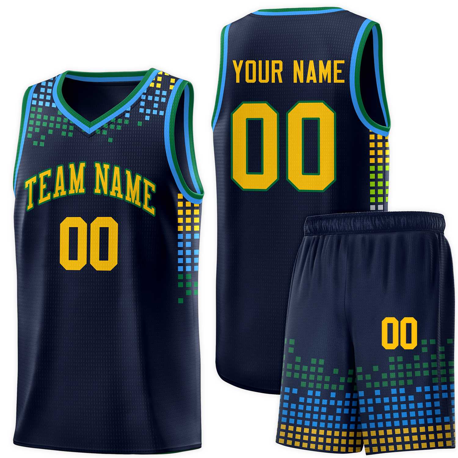 Custom Navy Square Grid Graffiti Pattern Sports Uniform Basketball Jersey