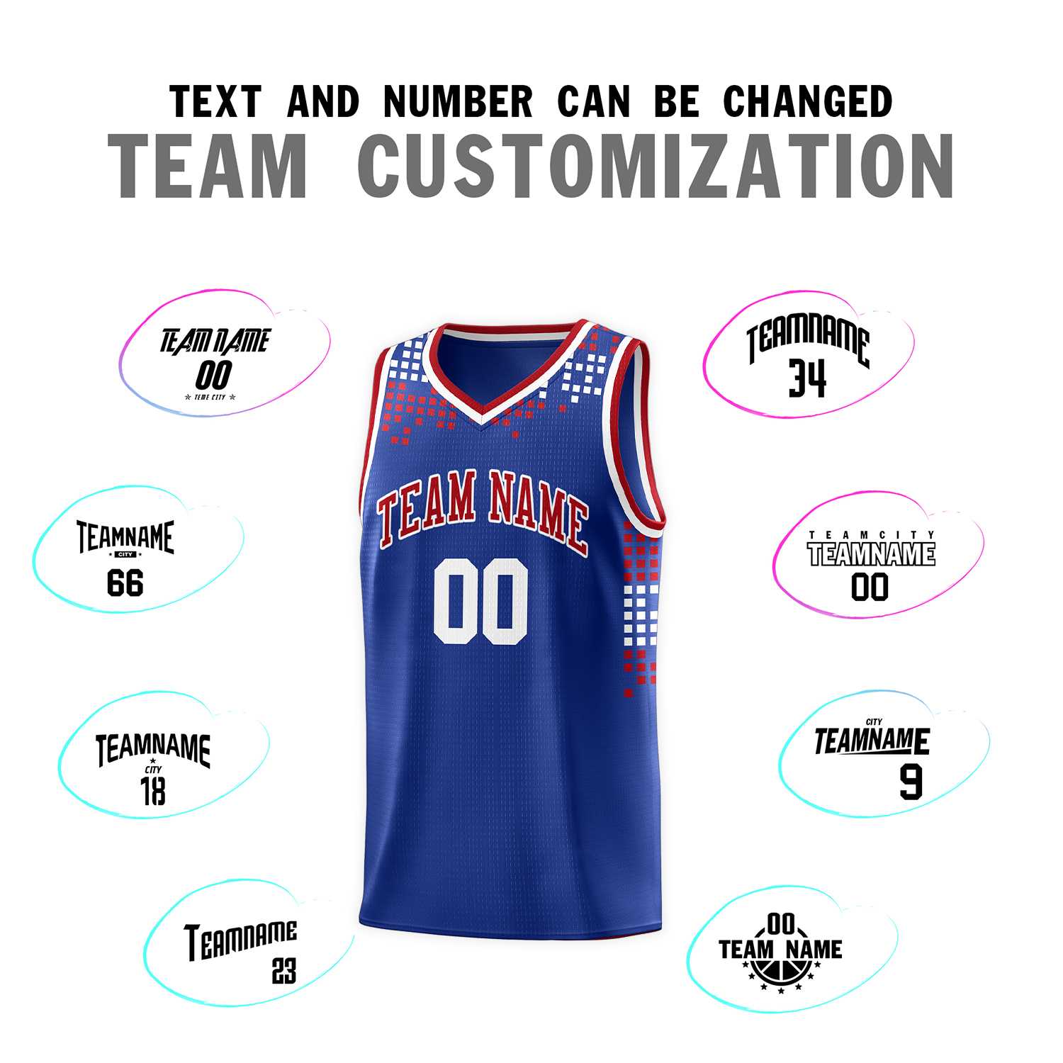 Custom Royal Square Grid Graffiti Pattern Sports Uniform Basketball Jersey