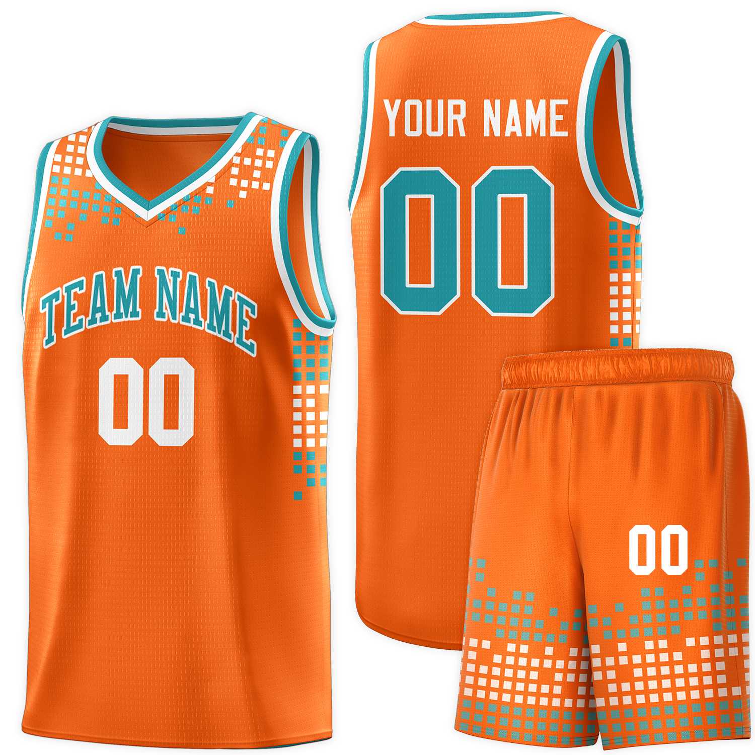 Custom Orange Square Grid Graffiti Pattern Sports Uniform Basketball Jersey