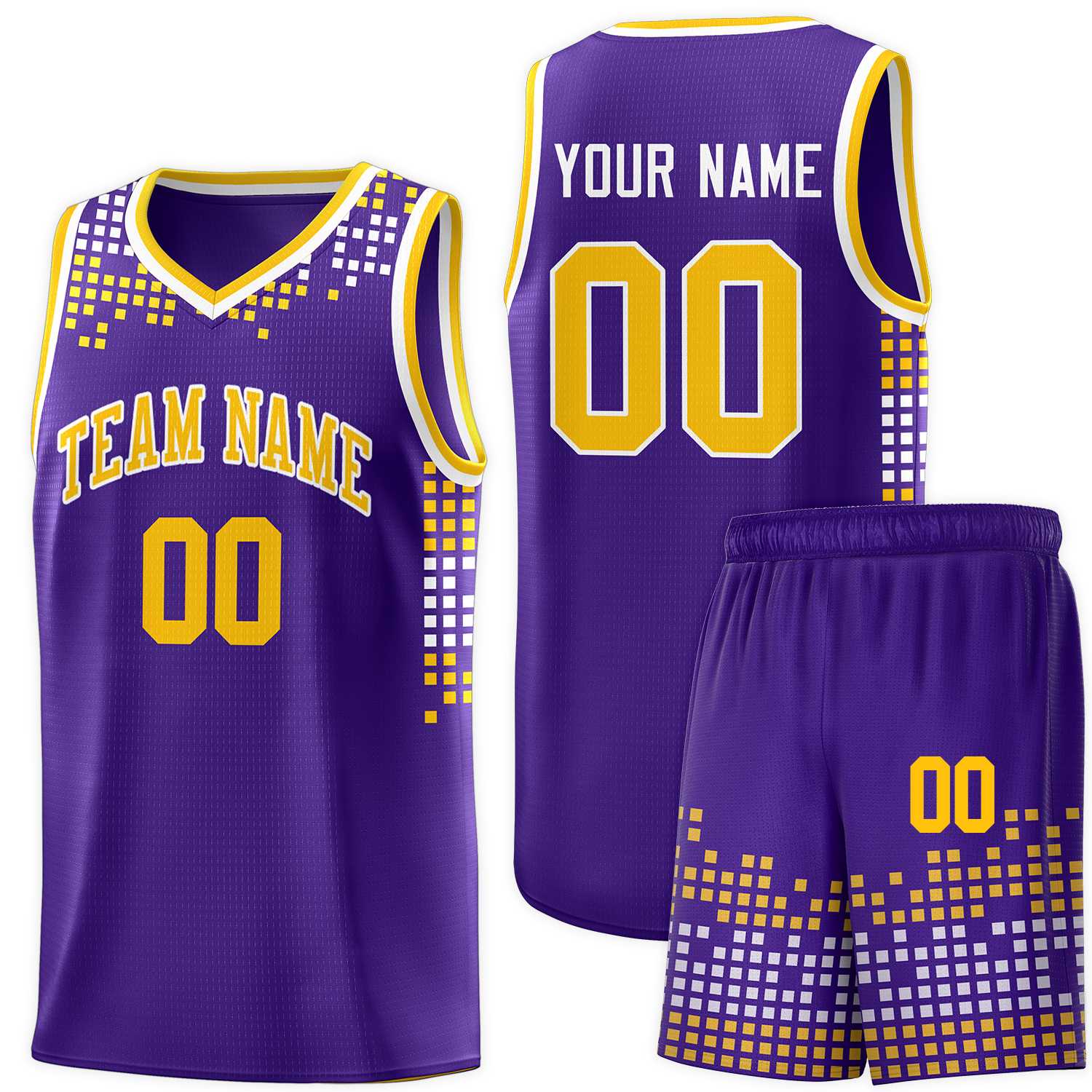 Custom Purple Square Grid Graffiti Pattern Sports Uniform Basketball Jersey