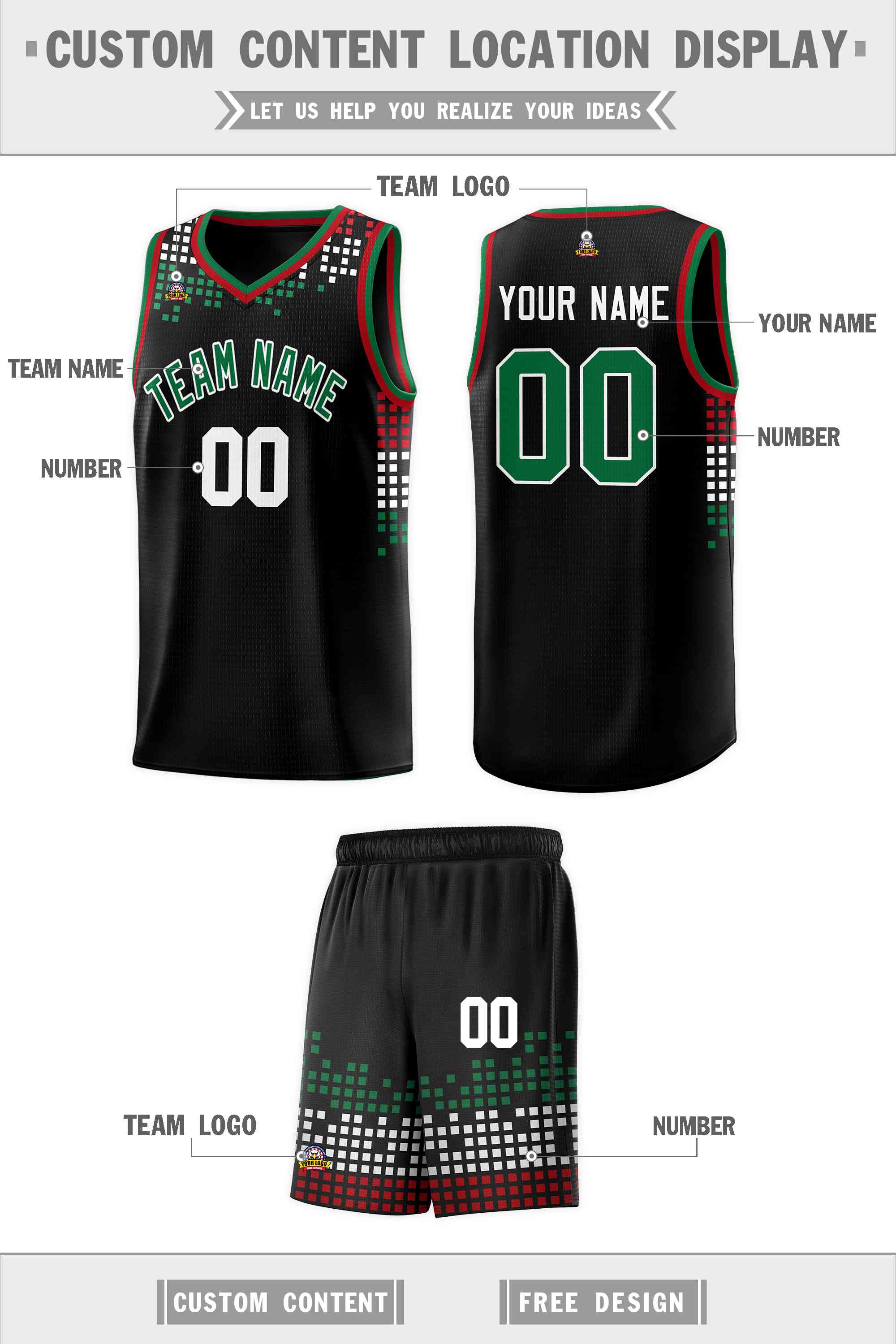 Custom Black Square Grid Graffiti Pattern Sports Uniform Basketball Jersey