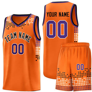 Custom Orange Square Grid Graffiti Pattern Sports Uniform Basketball Jersey