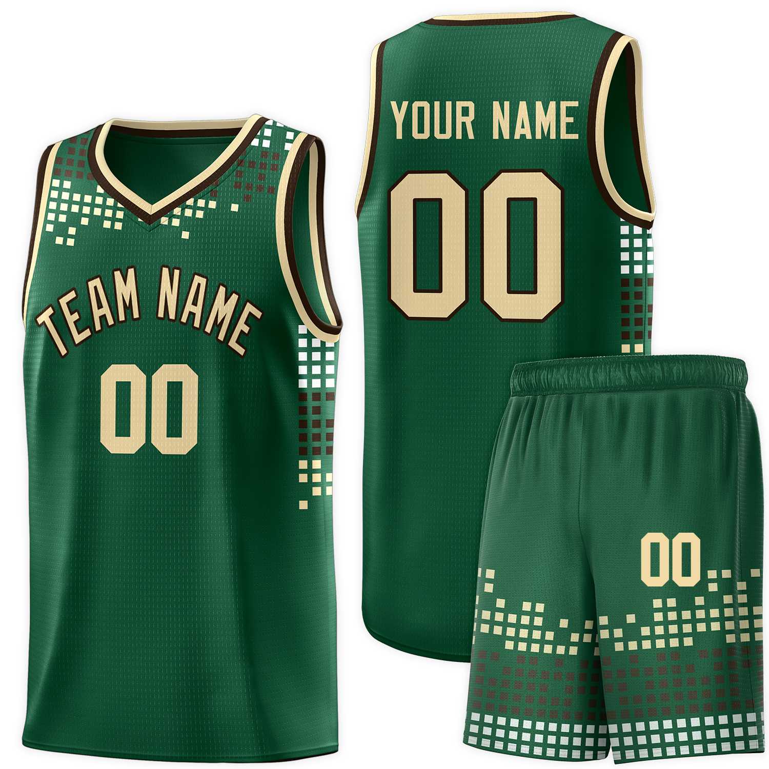 Custom Green Square Grid Graffiti Pattern Sports Uniform Basketball Jersey