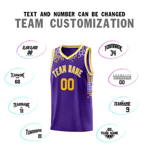 Custom Purple Square Grid Graffiti Pattern Sports Uniform Basketball Jersey