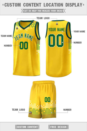 Custom Yellow Square Grid Graffiti Pattern Sports Uniform Basketball Jersey