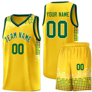 Custom Yellow Square Grid Graffiti Pattern Sports Uniform Basketball Jersey