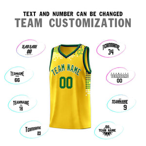 Custom Yellow Square Grid Graffiti Pattern Sports Uniform Basketball Jersey