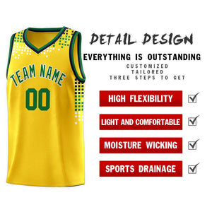 Custom Yellow Square Grid Graffiti Pattern Sports Uniform Basketball Jersey