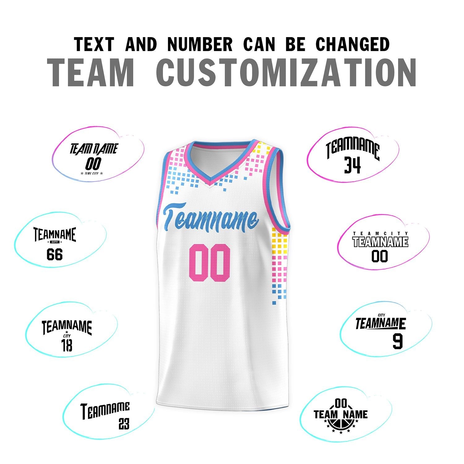 Custom White Square Grid Graffiti Pattern Sports Uniform Basketball Jersey