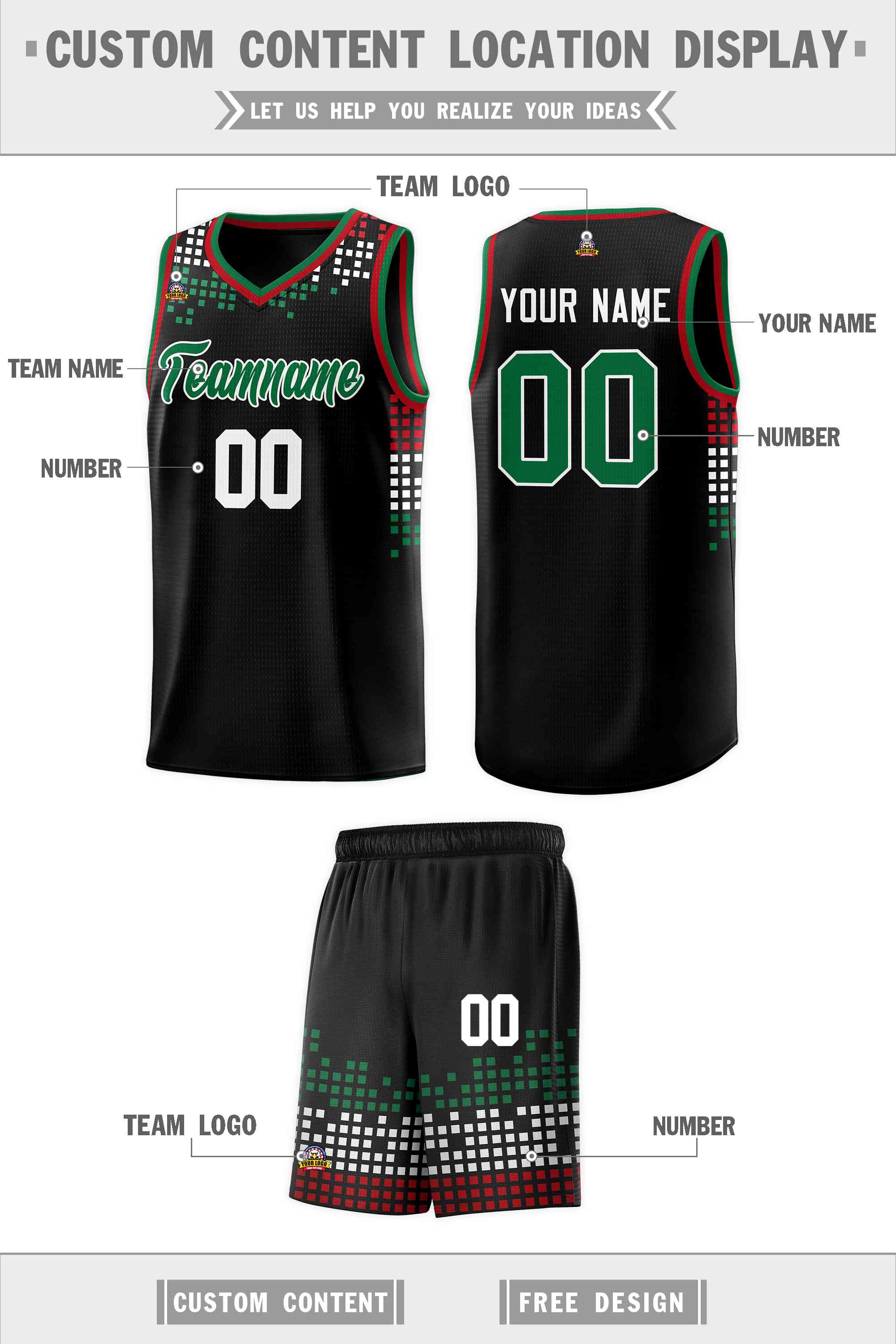 Custom Black Square Grid Graffiti Pattern Sports Uniform Basketball Jersey