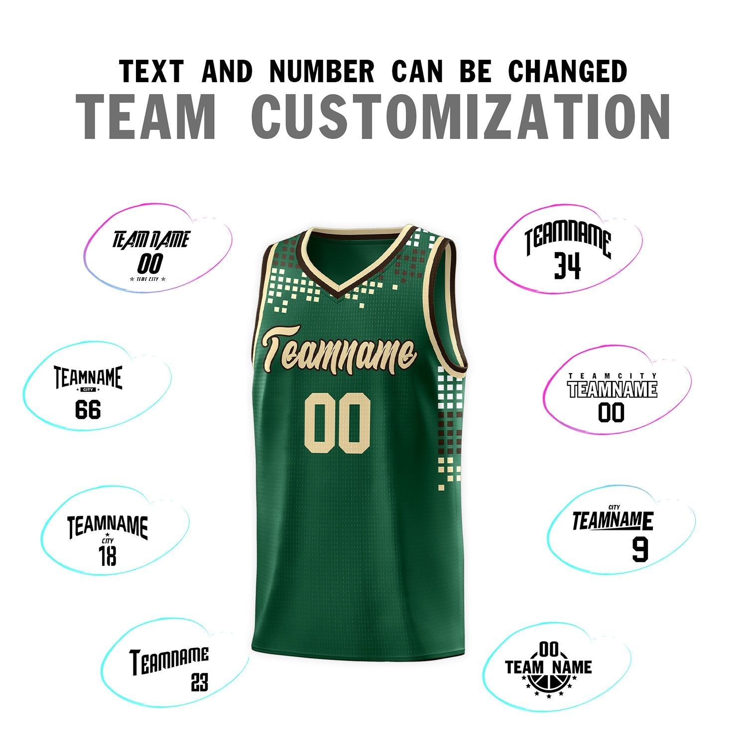 Custom Green Square Grid Graffiti Pattern Sports Uniform Basketball Jersey