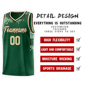 Custom Green Square Grid Graffiti Pattern Sports Uniform Basketball Jersey