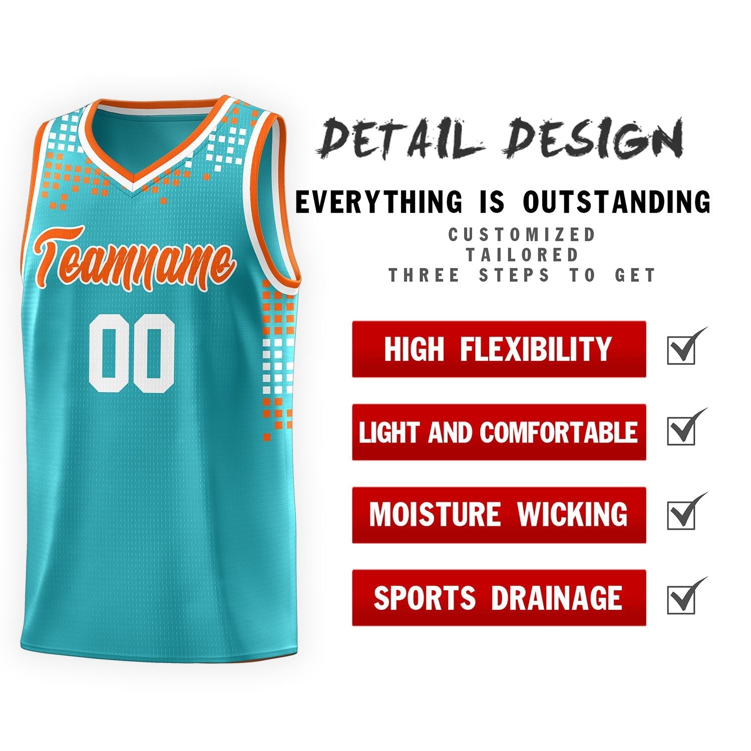 Custom Aqua Square Grid Graffiti Pattern Sports Uniform Basketball Jersey