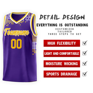 Custom Purple Square Grid Graffiti Pattern Sports Uniform Basketball Jersey