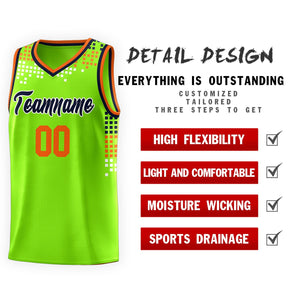 Custom Neon Green Square Grid Graffiti Pattern Sports Uniform Basketball Jersey