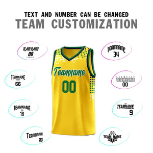 Custom Yellow Square Grid Graffiti Pattern Sports Uniform Basketball Jersey