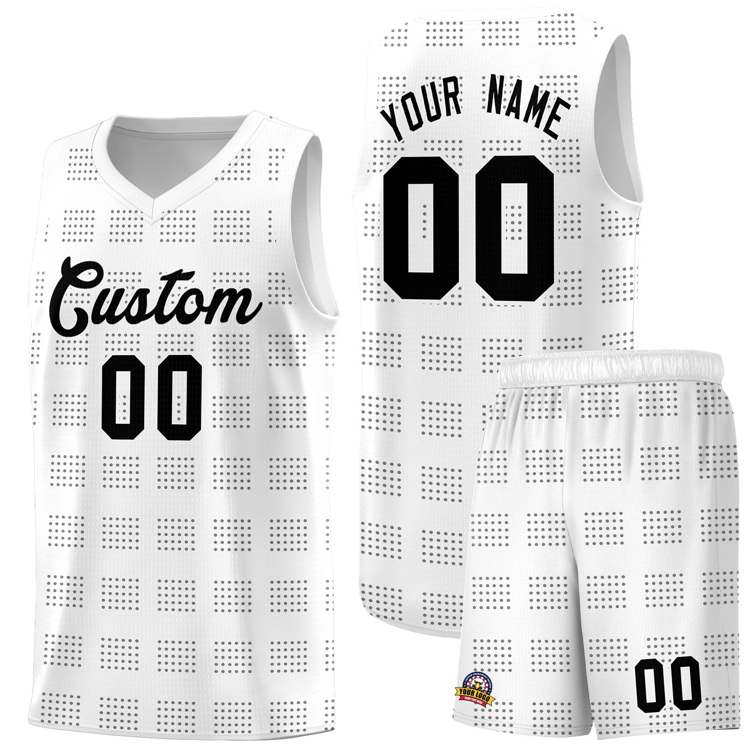 Custom White Gray Trailblazer Dot Pattern Sports Uniform Basketball Jersey