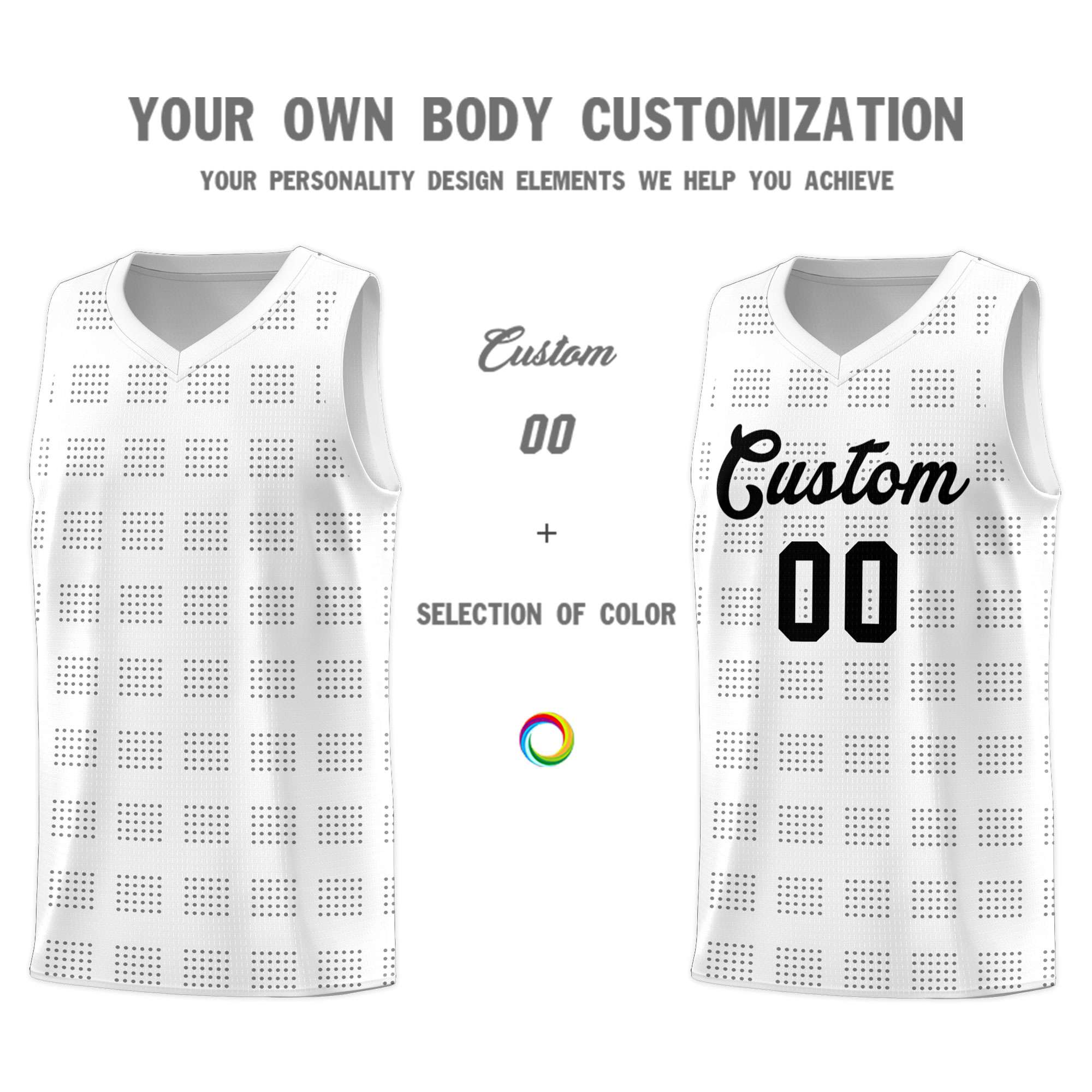 Custom White Gray Trailblazer Dot Pattern Sports Uniform Basketball Jersey