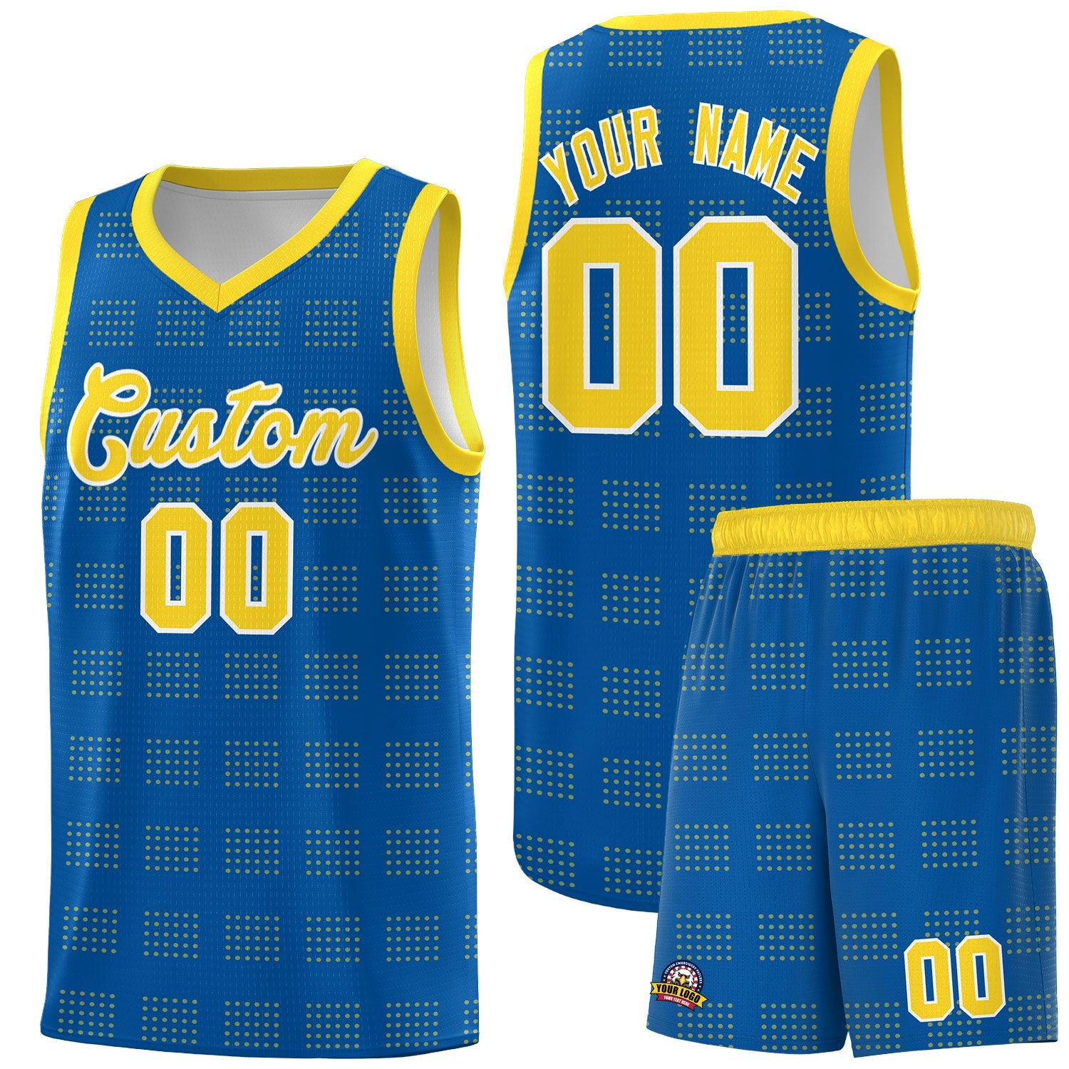 Custom Royal Gold Trailblazer Dot Pattern Sports Uniform Basketball Jersey