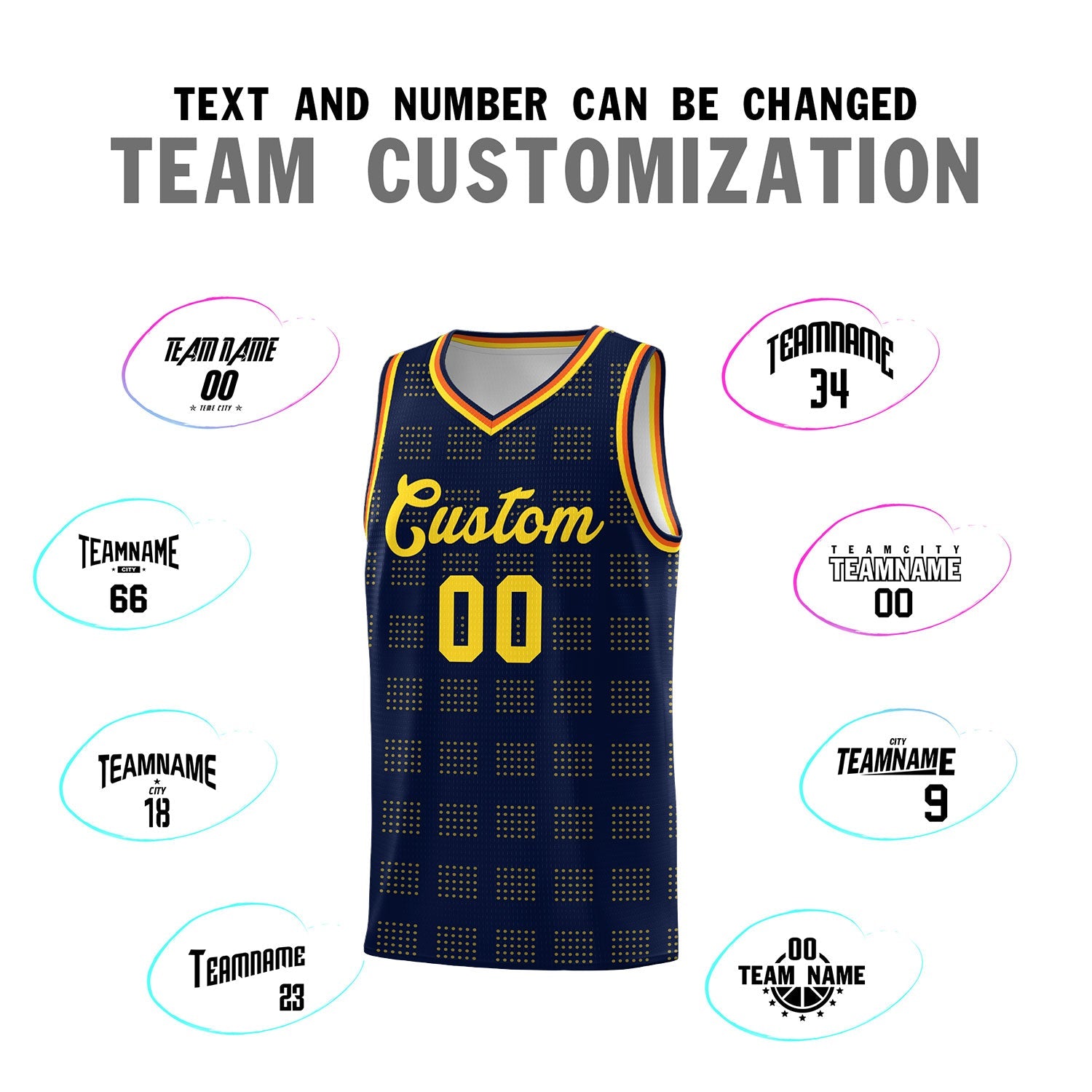 Custom Navy Gold Trailblazer Dot Pattern Sports Uniform Basketball Jersey