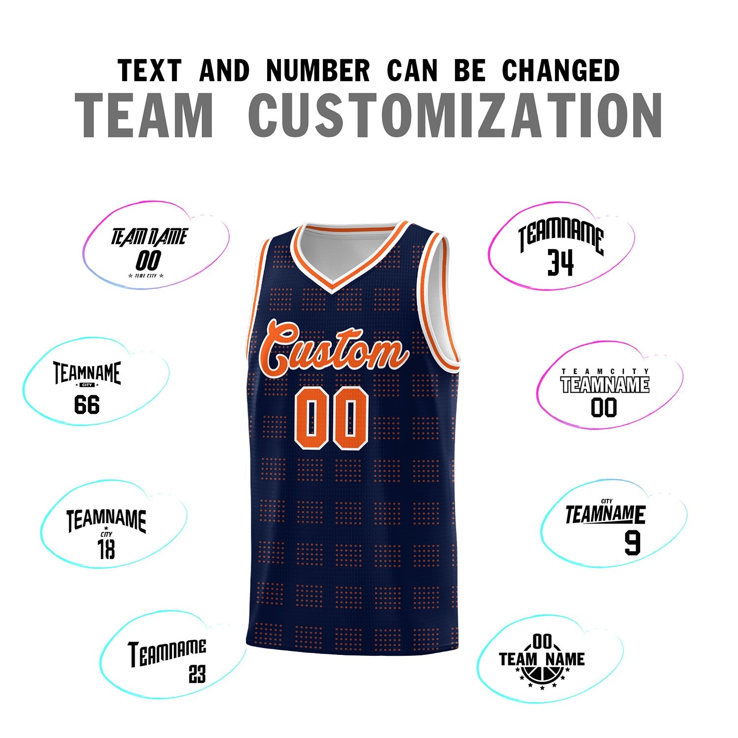 Custom Navy Orange Trailblazer Dot Pattern Sports Uniform Basketball Jersey