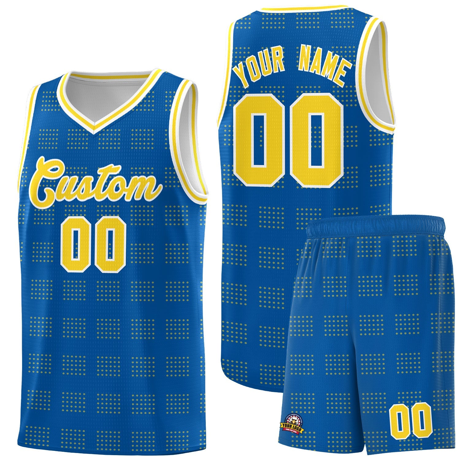 Custom Royal Gold Trailblazer Dot Pattern Sports Uniform Basketball Jersey