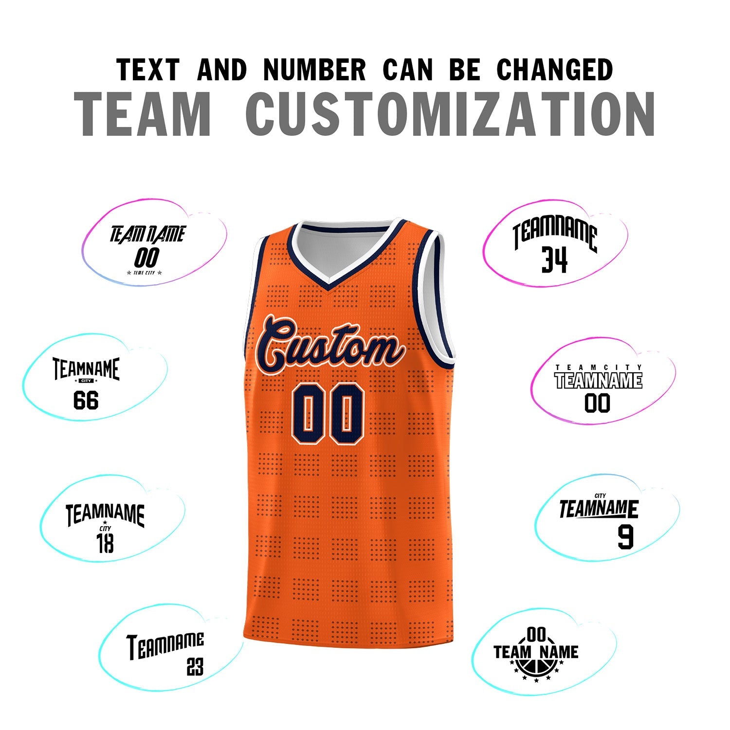 Custom Orange Navy Trailblazer Dot Pattern Sports Uniform Basketball Jersey