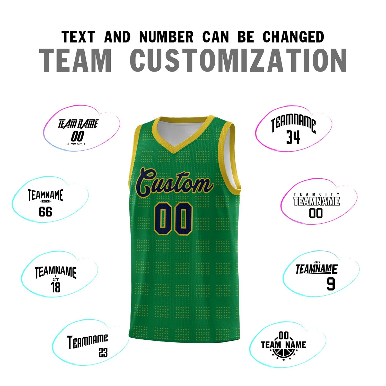 Custom Kelly Green Old Gold Trailblazer Dot Pattern Sports Uniform Basketball Jersey