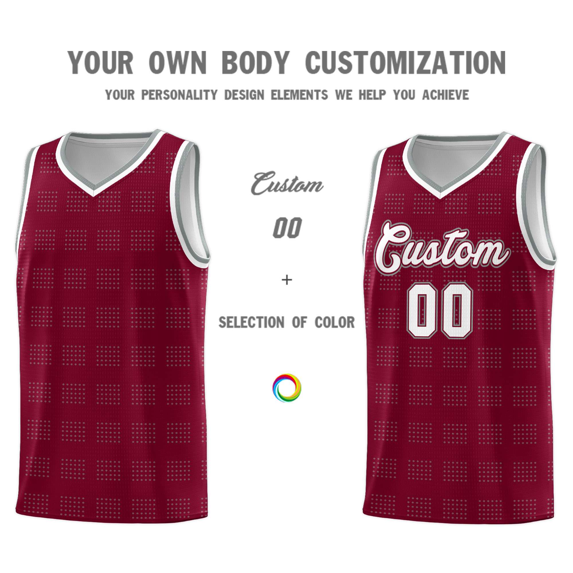 Custom Crimson Gray Trailblazer Dot Pattern Sports Uniform Basketball Jersey