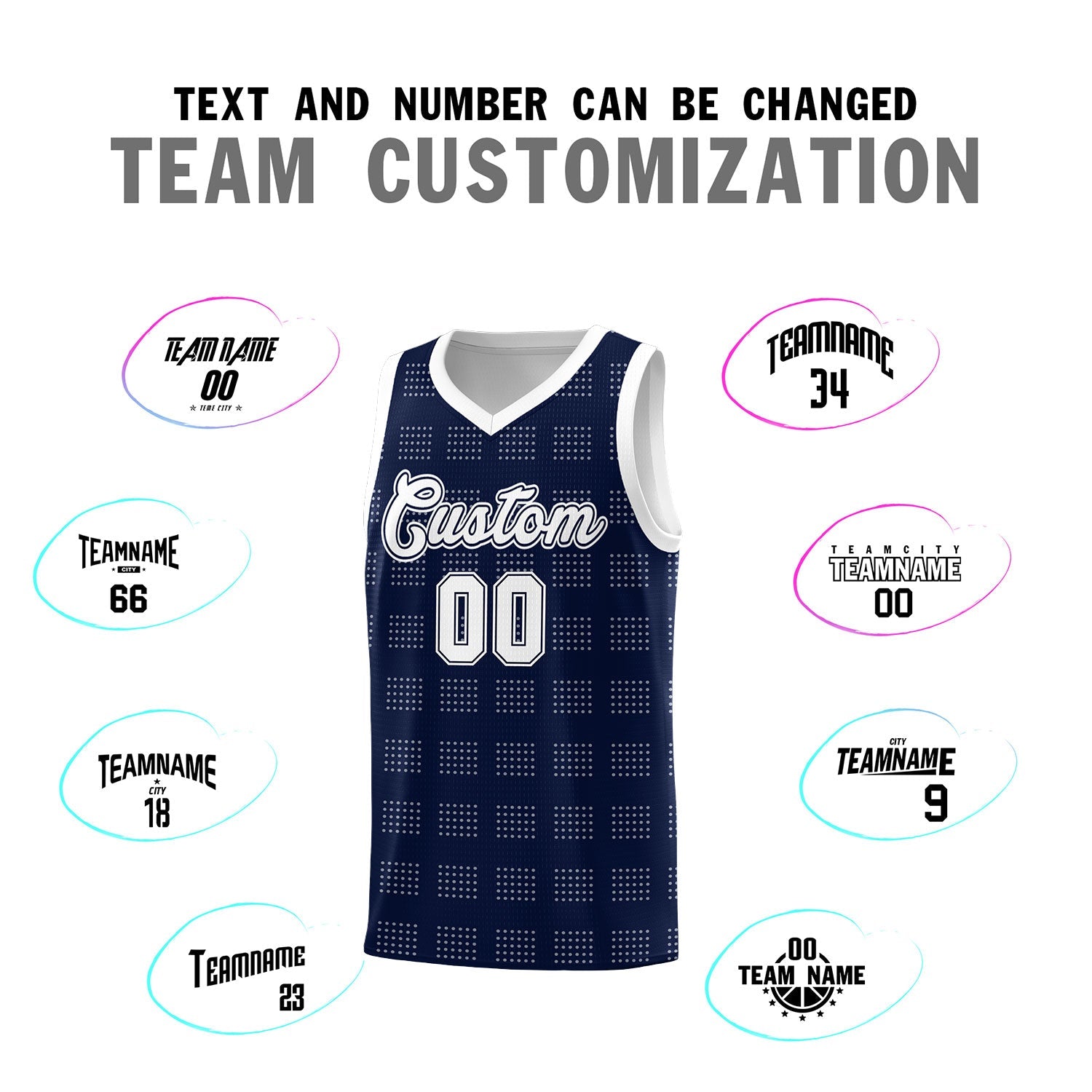 Custom Navy White Trailblazer Dot Pattern Sports Uniform Basketball Jersey